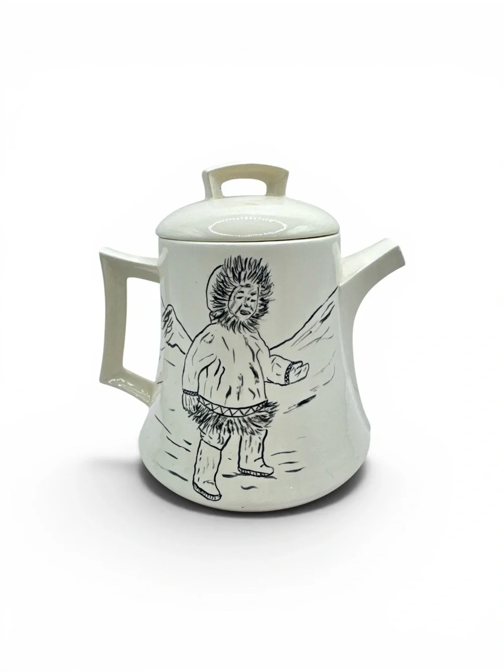 Vintage Mid Century 1950s Alaskan Inuit Eskimo Ceramic Teapot Robert Mayokok